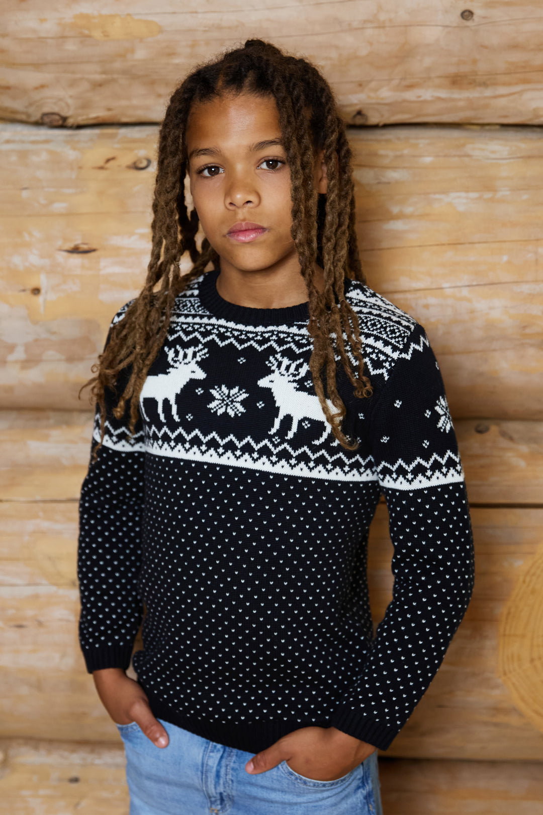 Kids Christmas Reindeer Fairisle Jumper
