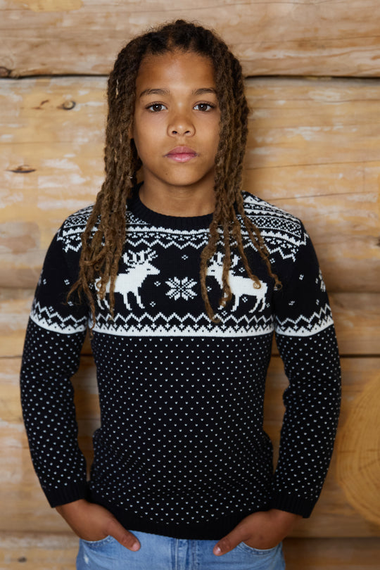 Kids Christmas Reindeer Fairisle Jumper