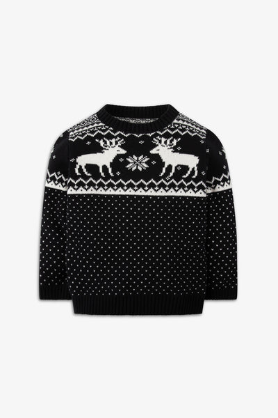Black/ Cream Reindeer Jumper Kids