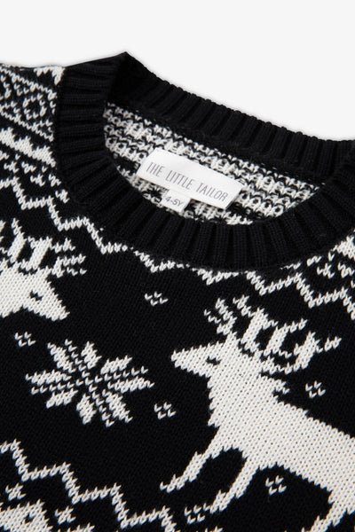 Black/ Cream Reindeer Jumper Kids
