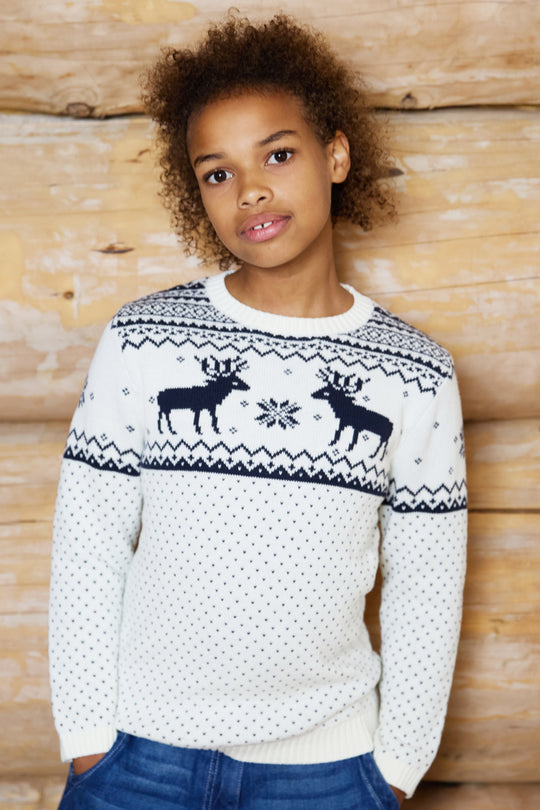 Kids Christmas Reindeer Fairisle Jumper
