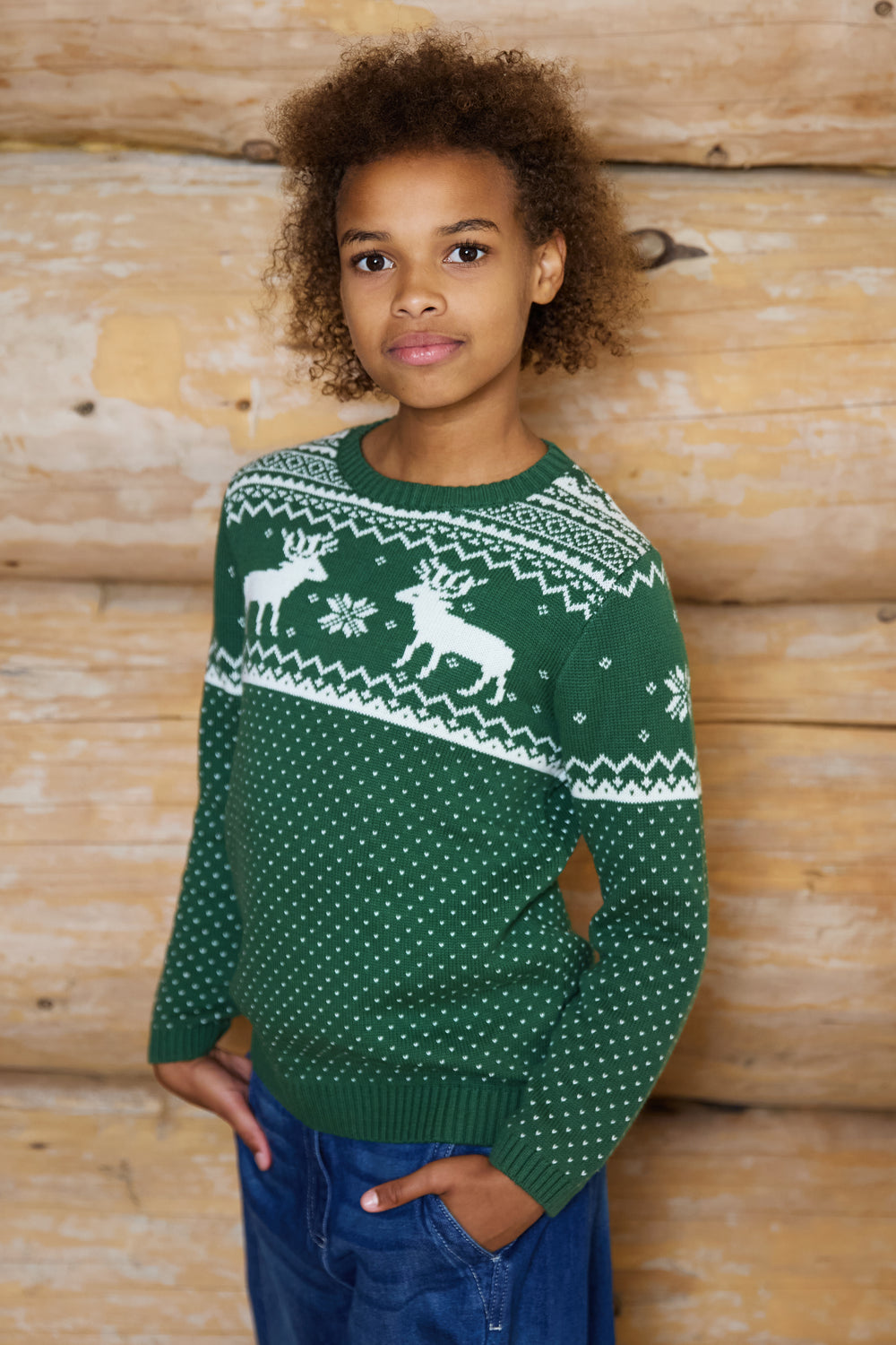 Kids Christmas Reindeer Fairisle Jumper