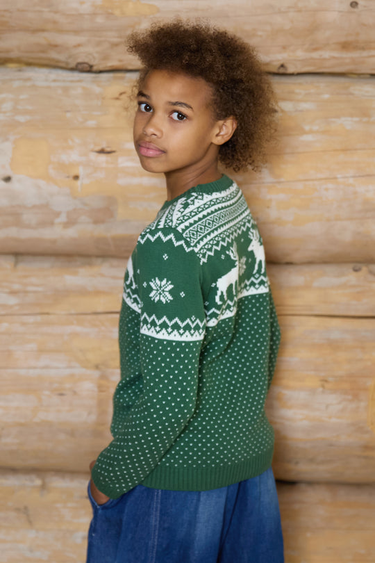 Kids Christmas Reindeer Fairisle Jumper
