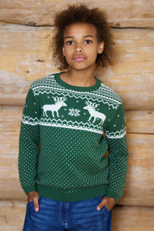 Kids Christmas Reindeer Fairisle Jumper