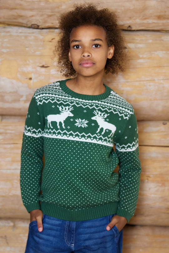 Kids Christmas Reindeer Fairisle Jumper
