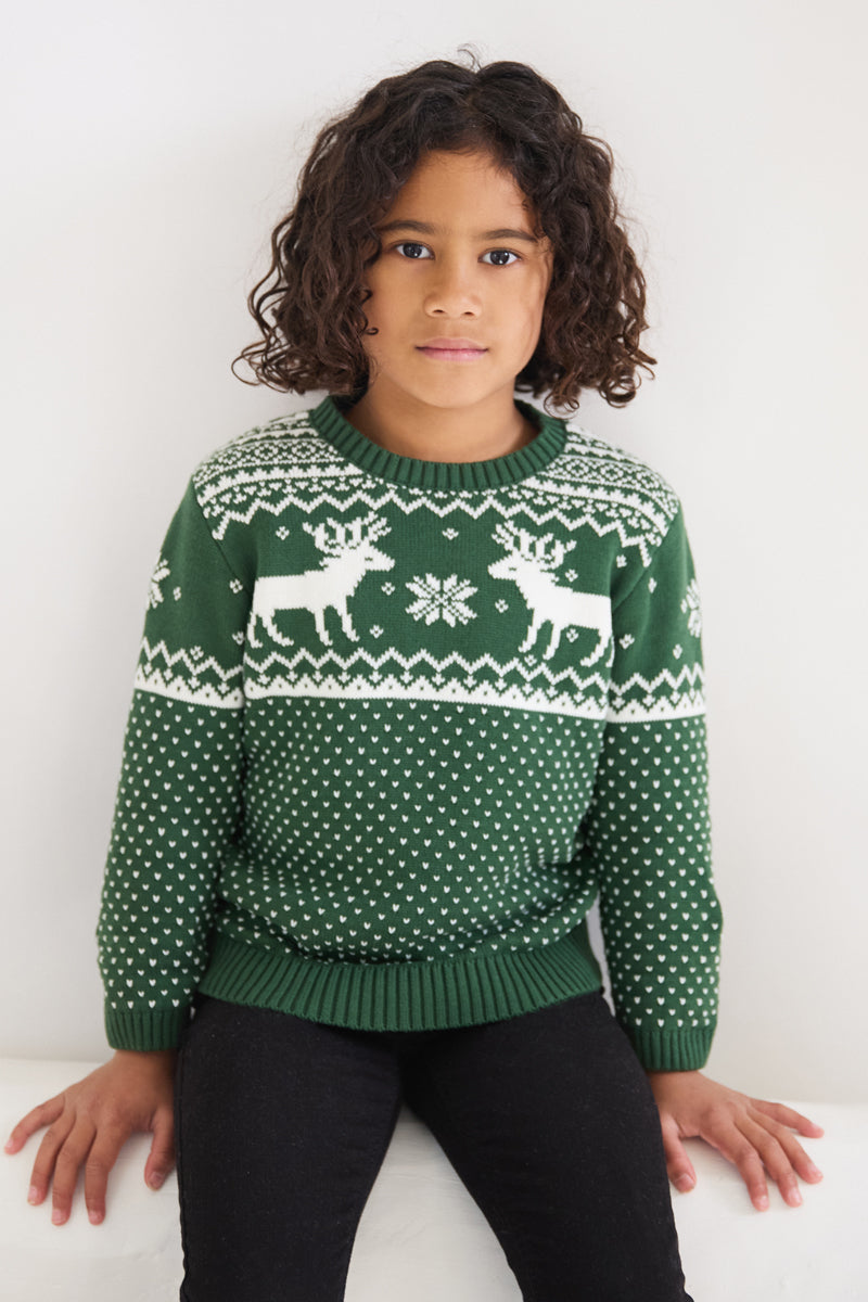 Kids Christmas Reindeer Fairisle Jumper