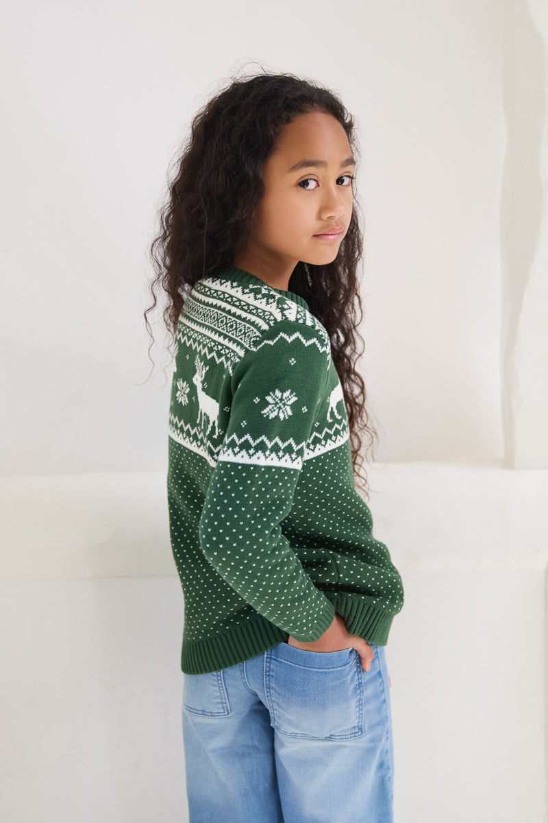 Kids Christmas Reindeer Fairisle Jumper