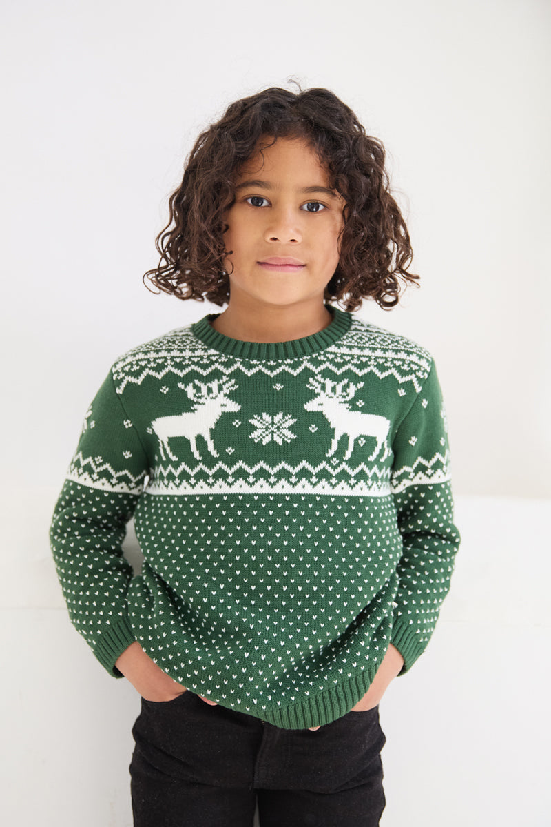 Kids Christmas Reindeer Fairisle Jumper