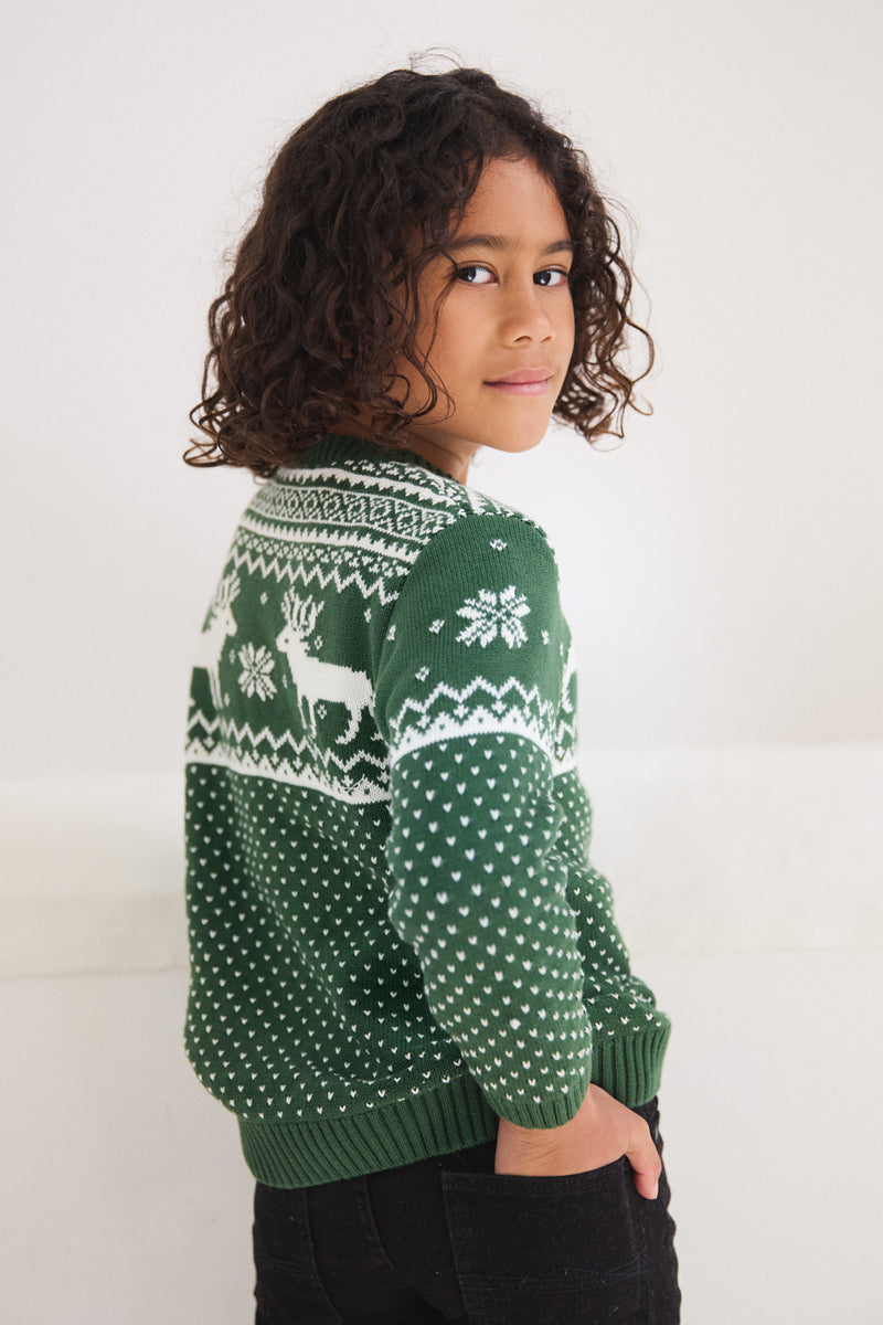 Kids Christmas Reindeer Fairisle Jumper