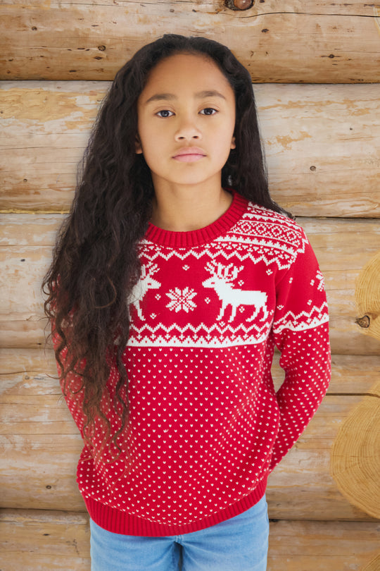 Kids Christmas Reindeer Fairisle Jumper
