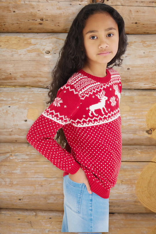 Kids Christmas Reindeer Fairisle Jumper