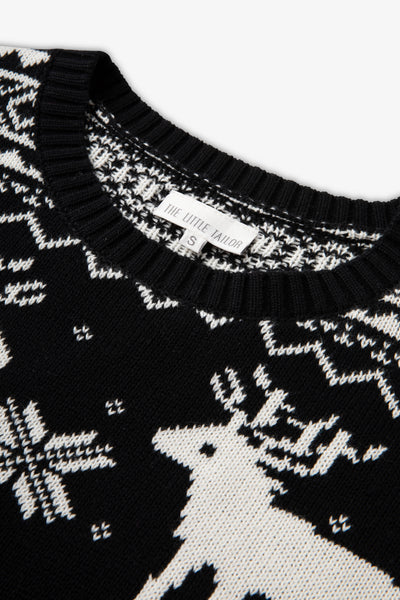 Black/ Cream Reindeer Jumper Ladies