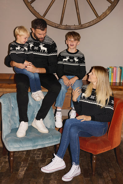 Black/ Cream Reindeer Jumper Mens