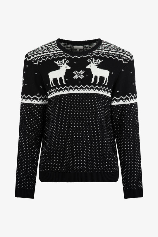Black/ Cream Reindeer Jumper Mens