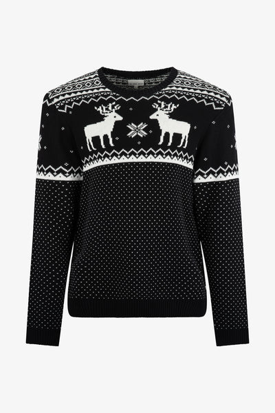 Black/ Cream Reindeer Jumper Mens