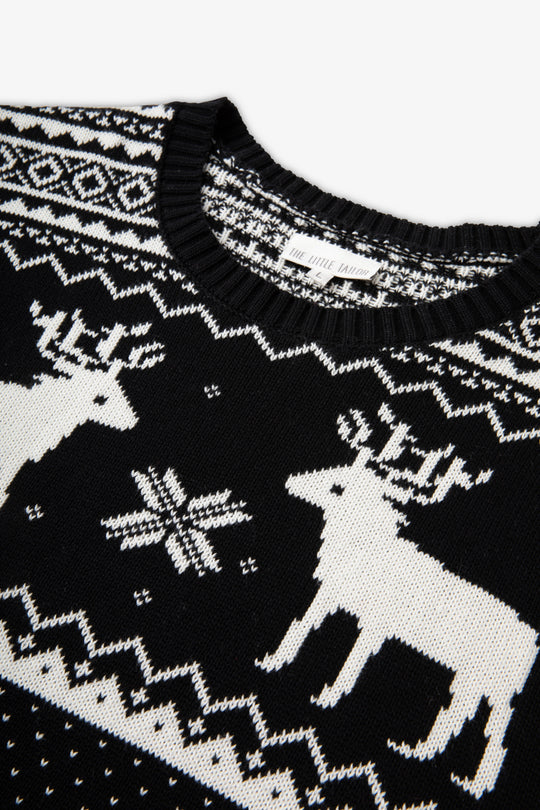Black/ Cream Reindeer Jumper Mens