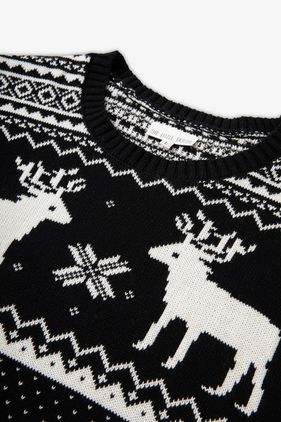 Black/ Cream Reindeer Jumper Mens