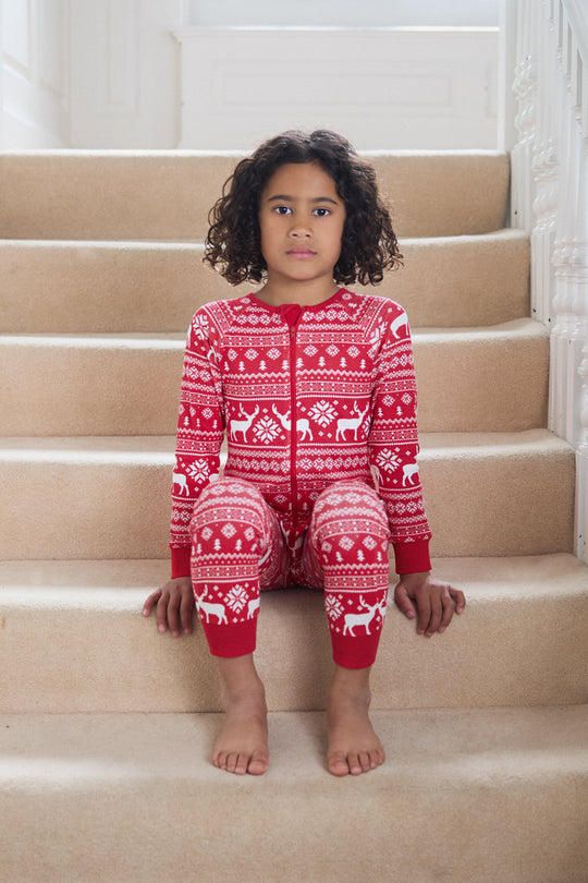Christmas Reindeer Fairisle Onesie 3m - 9 years
