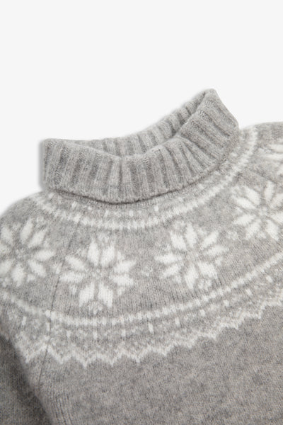 Kids Fairisle Snowflake Funnel Neck Chunky Jumper