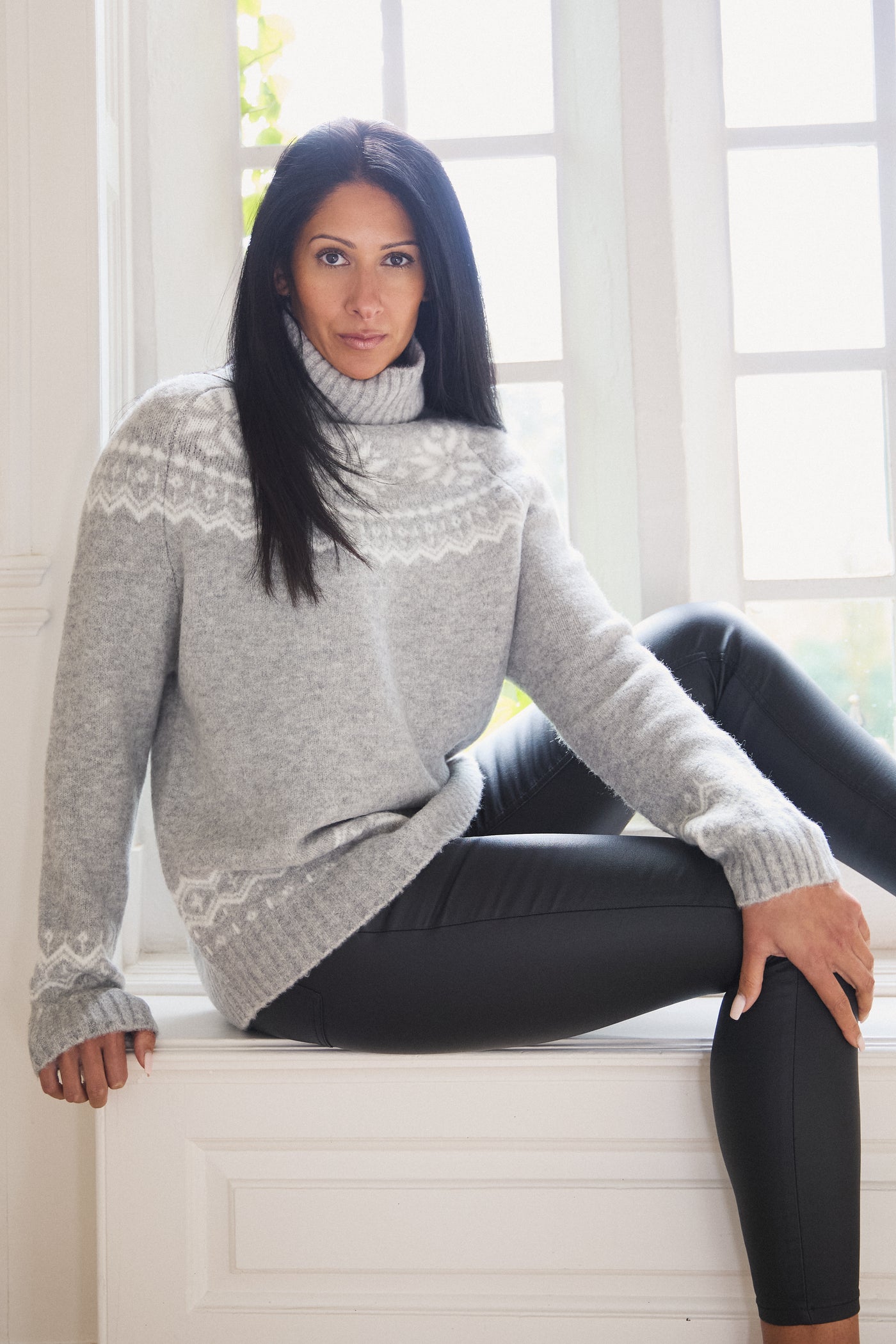 Snowflake Funnel Neck Chunky Jumper