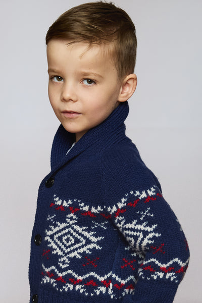 Kids Aztec Chunky Knit Christmas Cardigan