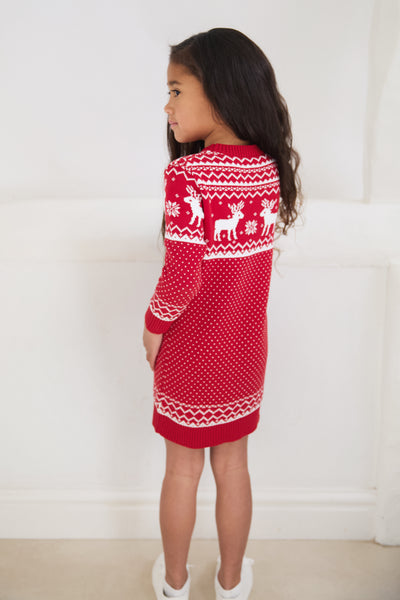 Kids Christmas Reindeer Fairisle Dress