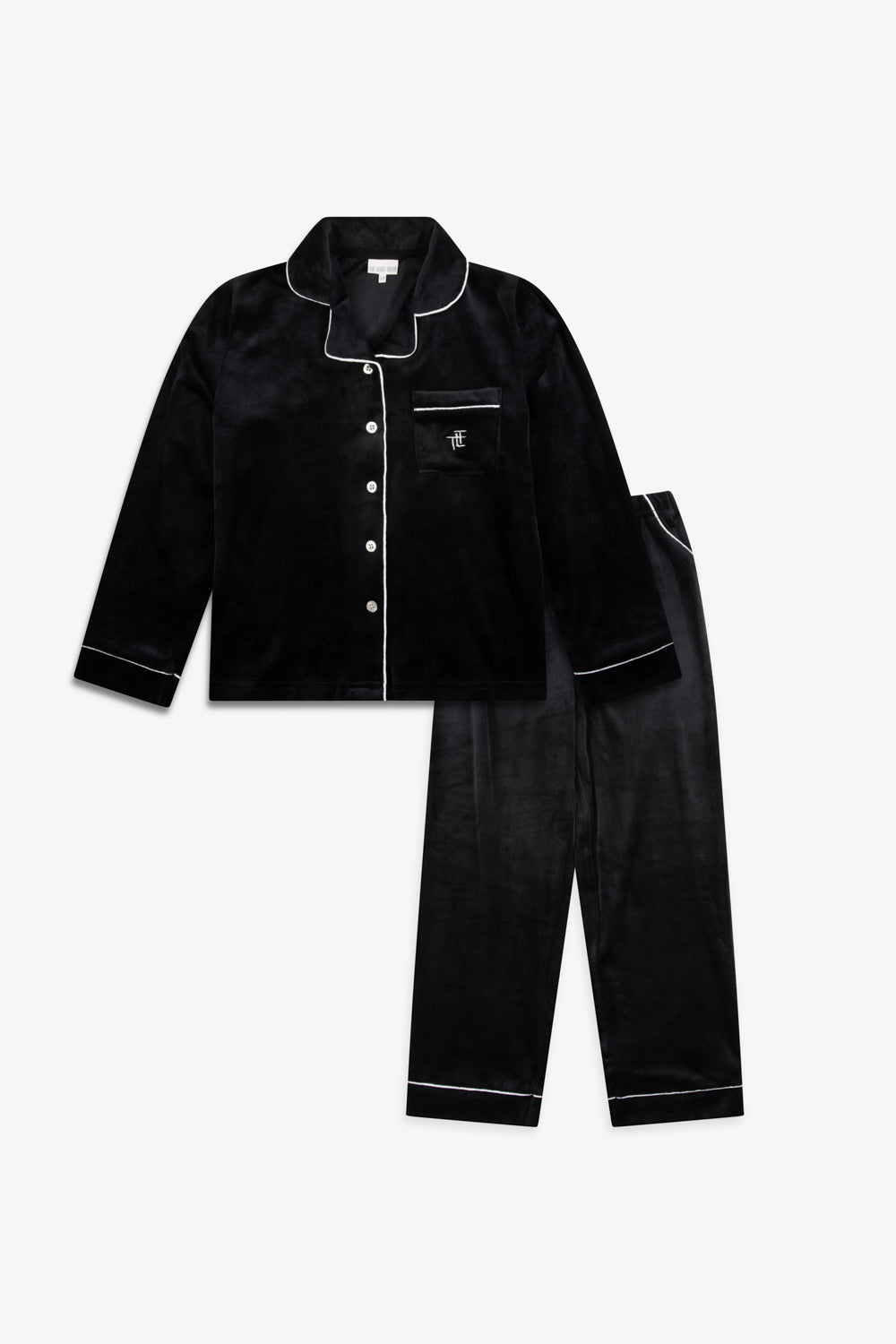 Kids Luxury Soft Touch Velour Christmas Pyjamas - Black