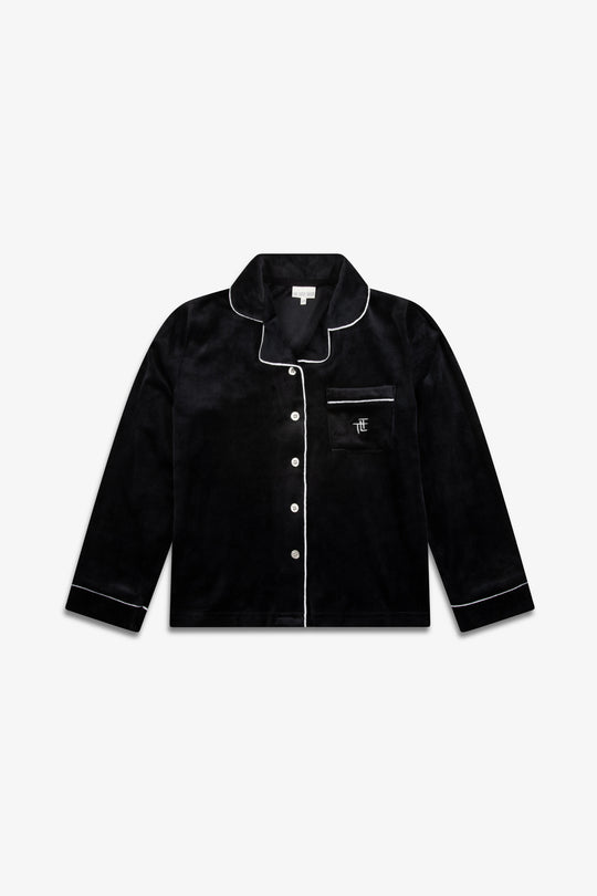 Kids Luxury Soft Touch Velour Christmas Pyjamas - Black