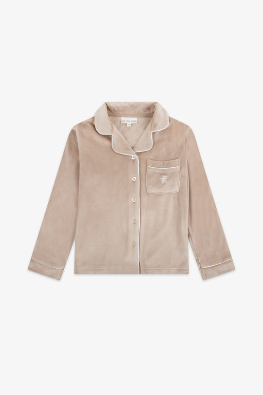 Kids Luxury Soft Touch Velour Christmas Pyjamas - Mocha