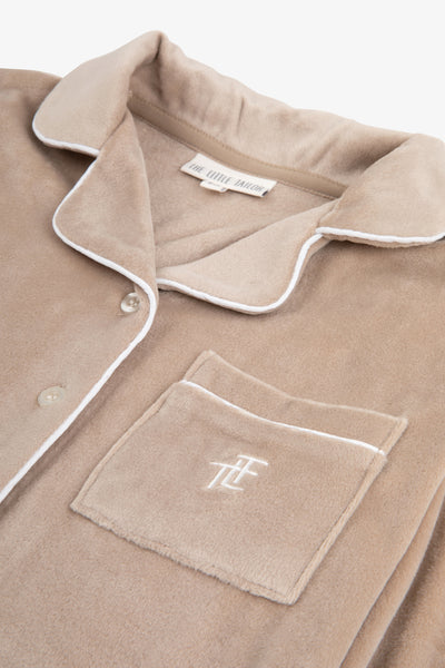 Kids Luxury Soft Touch Velour Christmas Pyjamas - Mocha