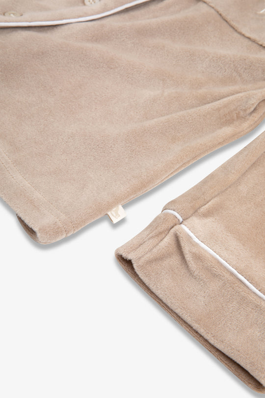 Kids Luxury Soft Touch Velour Christmas Pyjamas - Mocha