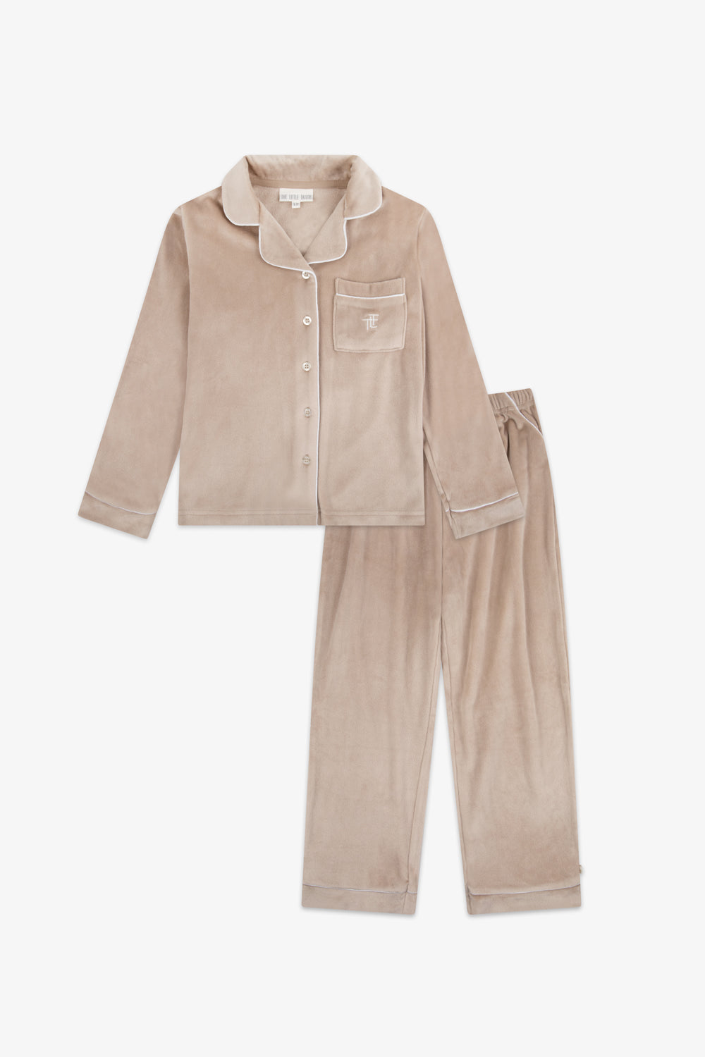 Kids Luxury Soft Touch Velour Christmas Pyjamas - Mocha