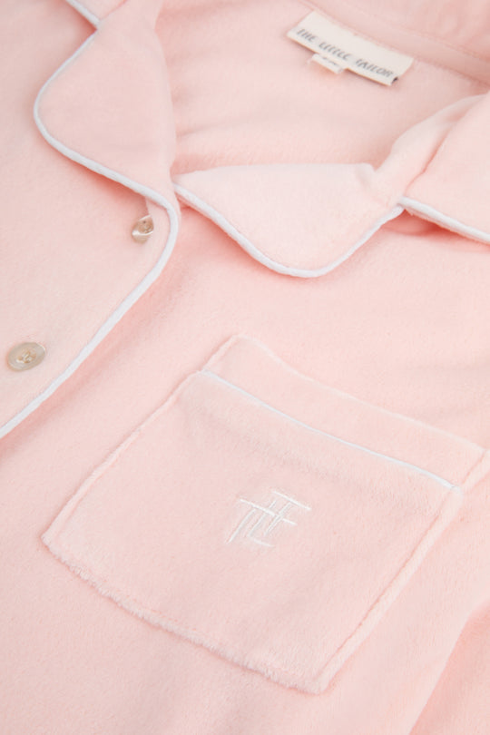 Kids Luxury Soft Touch Velour Christmas Pyjamas-Dusky Pink