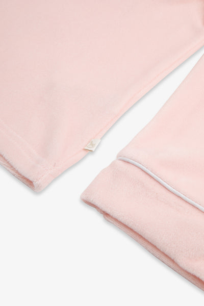 Kids Luxury Soft Touch Velour Christmas Pyjamas-Dusky Pink