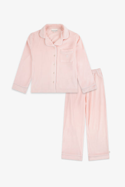Kids Luxury Soft Touch Velour Christmas Pyjamas-Dusky Pink
