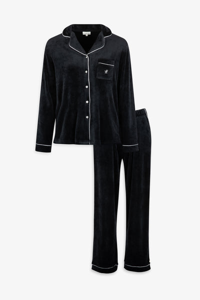 Luxury Soft Touch Velour Christmas Pyjamas - Black