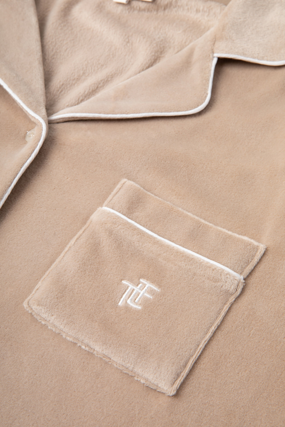 Luxury Soft Touch Velour Christmas Pyjamas - Natural
