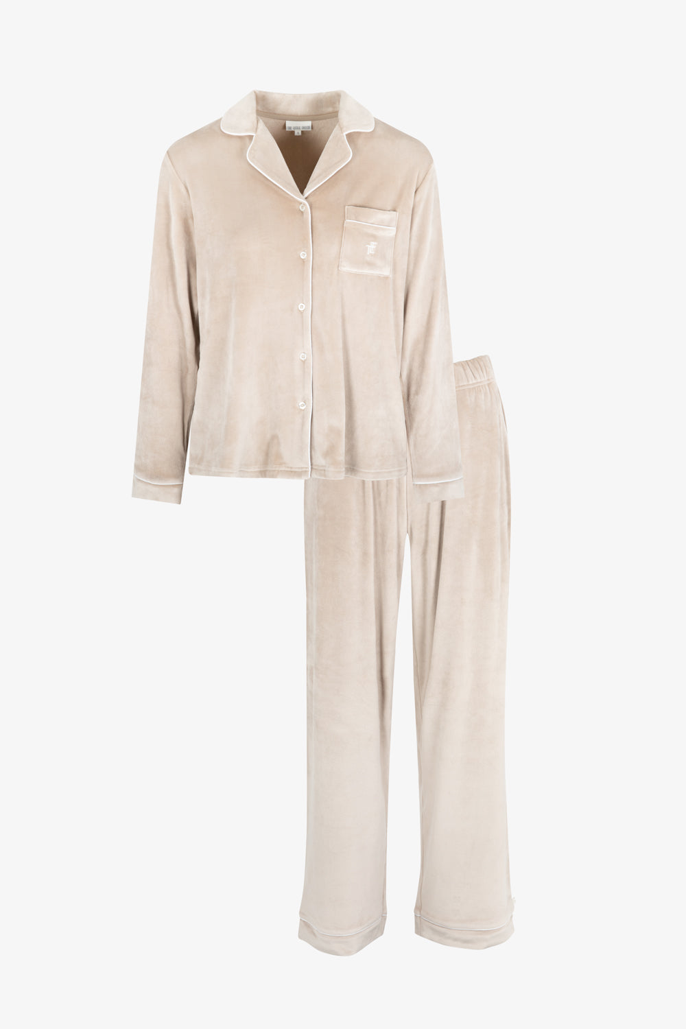 Luxury Soft Touch Velour Christmas Pyjamas - Natural