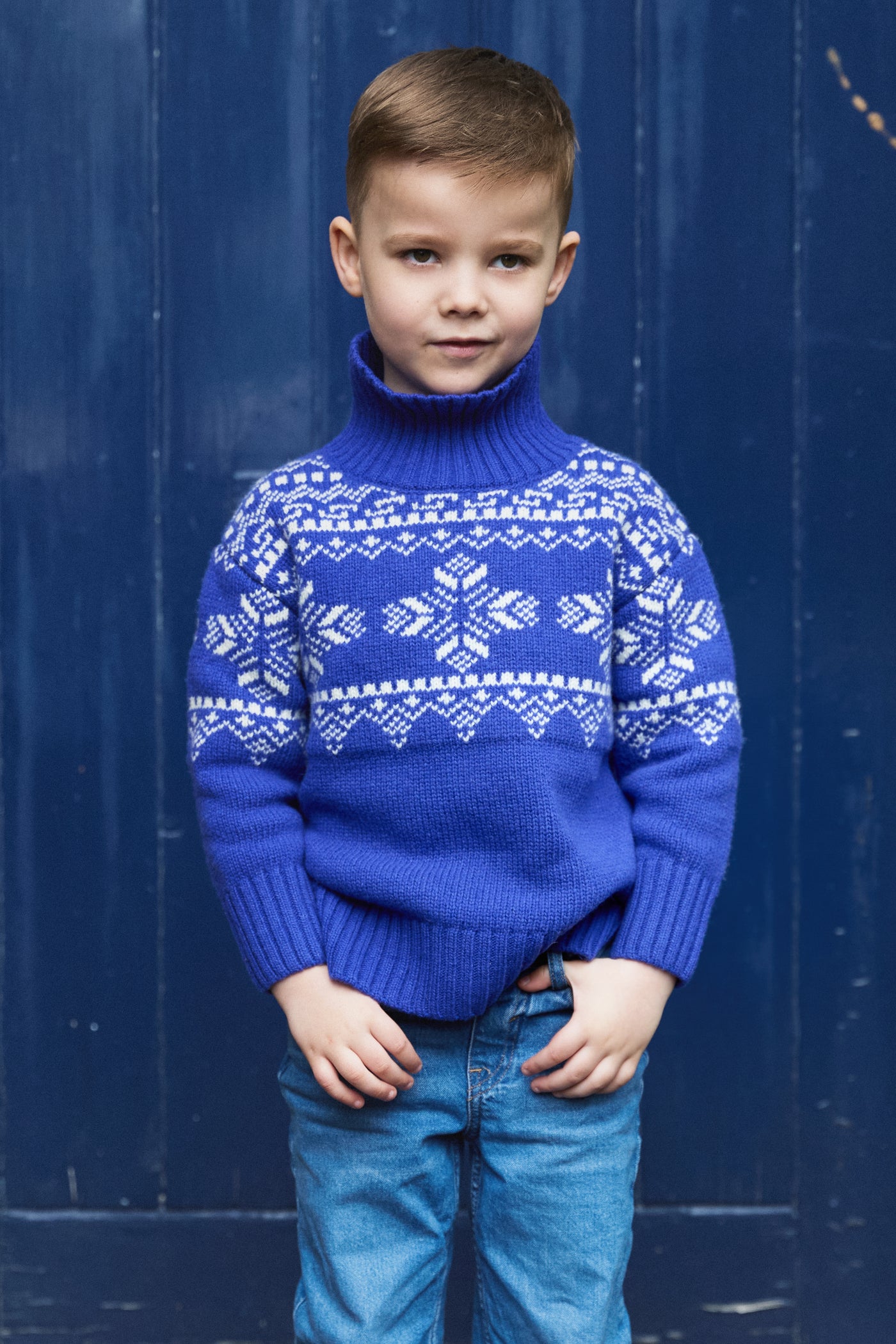 Kids Snowflake Chunky Cotton Slouch Christmas Jumper