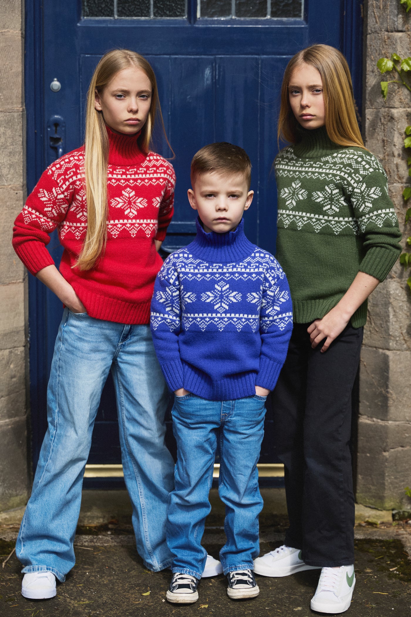 Kids Snowflake Chunky Cotton Slouch Christmas Jumper