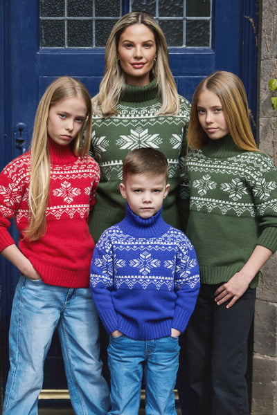 Kids Snowflake Chunky Cotton Slouch Christmas Jumper