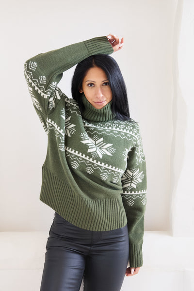 Snowflake Chunky Knit Slouch Christmas Jumper