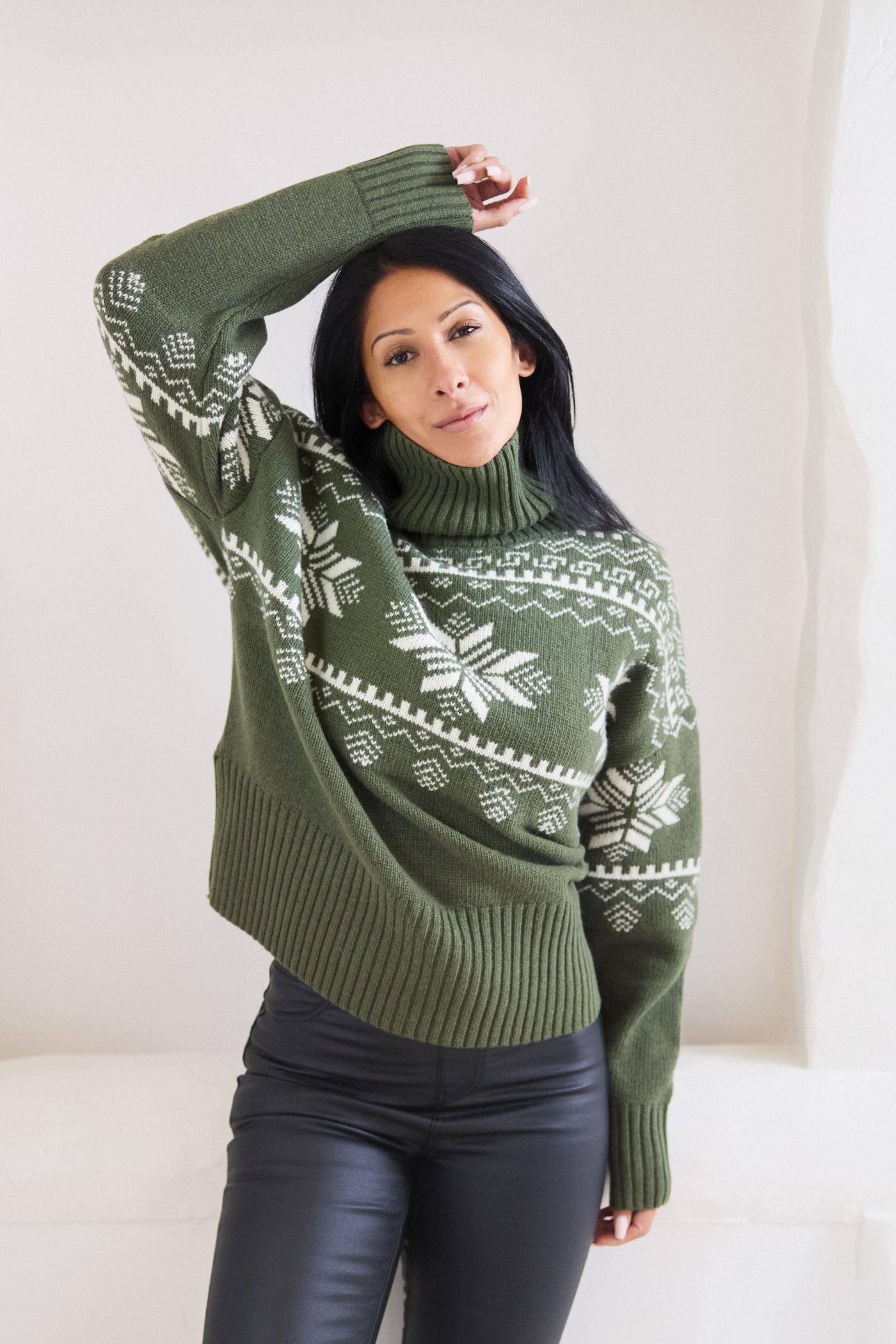 Snowflake Chunky Knit Slouch Christmas Jumper