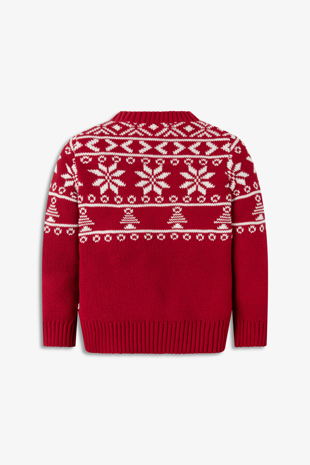 Red/ Cream Half Fairisle Jumper Kids - Cotton