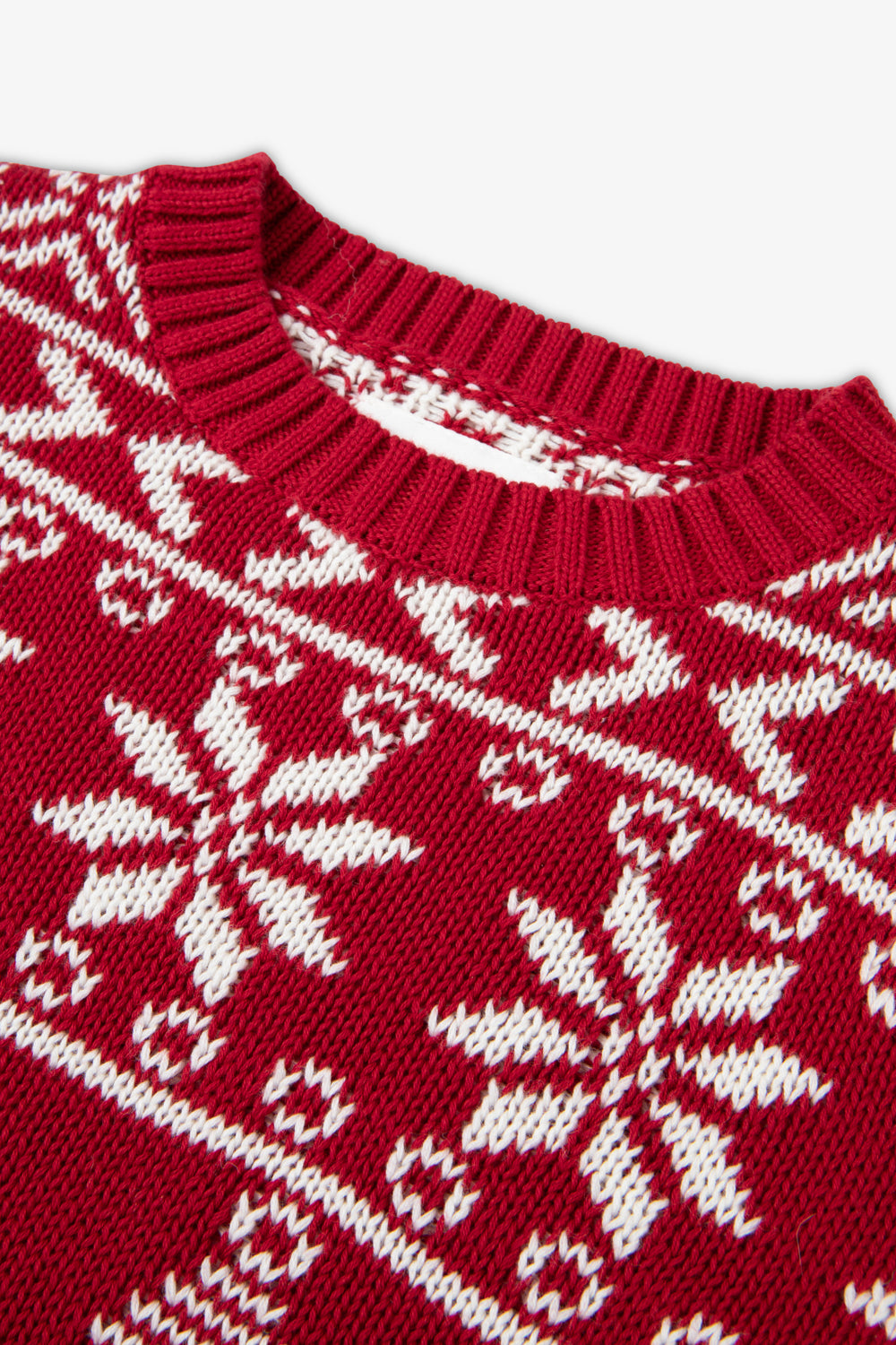 Red/ Cream Half Fairisle Jumper Kids - Cotton