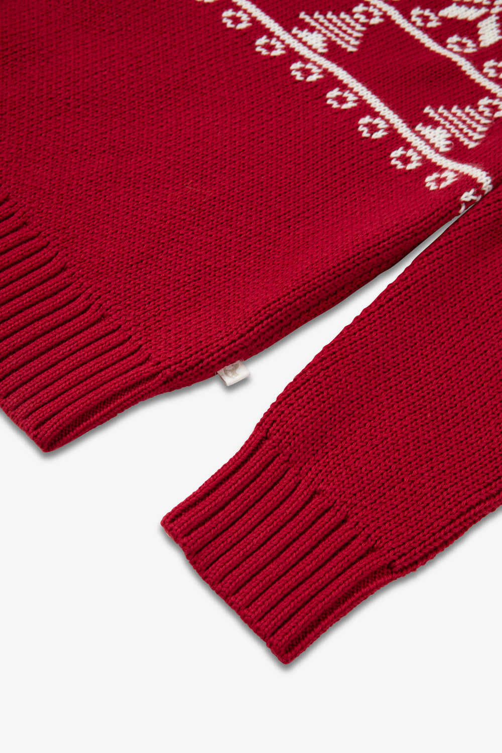 Red/ Cream Half Fairisle Jumper Kids - Cotton