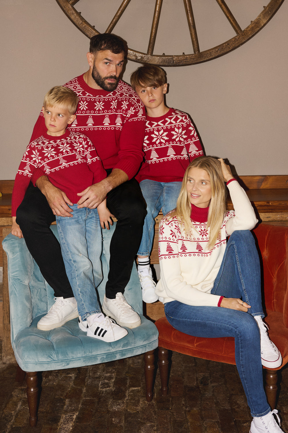 Red Half Fairisle Jumper Mens