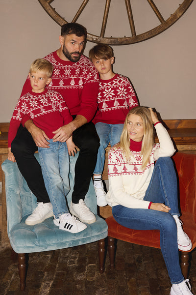 Red Half Fairisle Jumper Mens