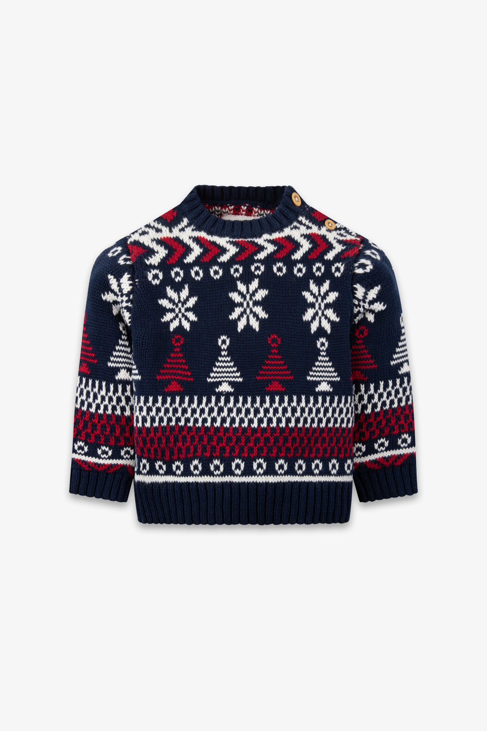 Navy/ Red Multicolour Fairisle Jumper Baby - Cotton