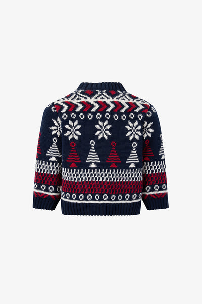 Navy/ Red Multicolour Fairisle Jumper Baby - Cotton